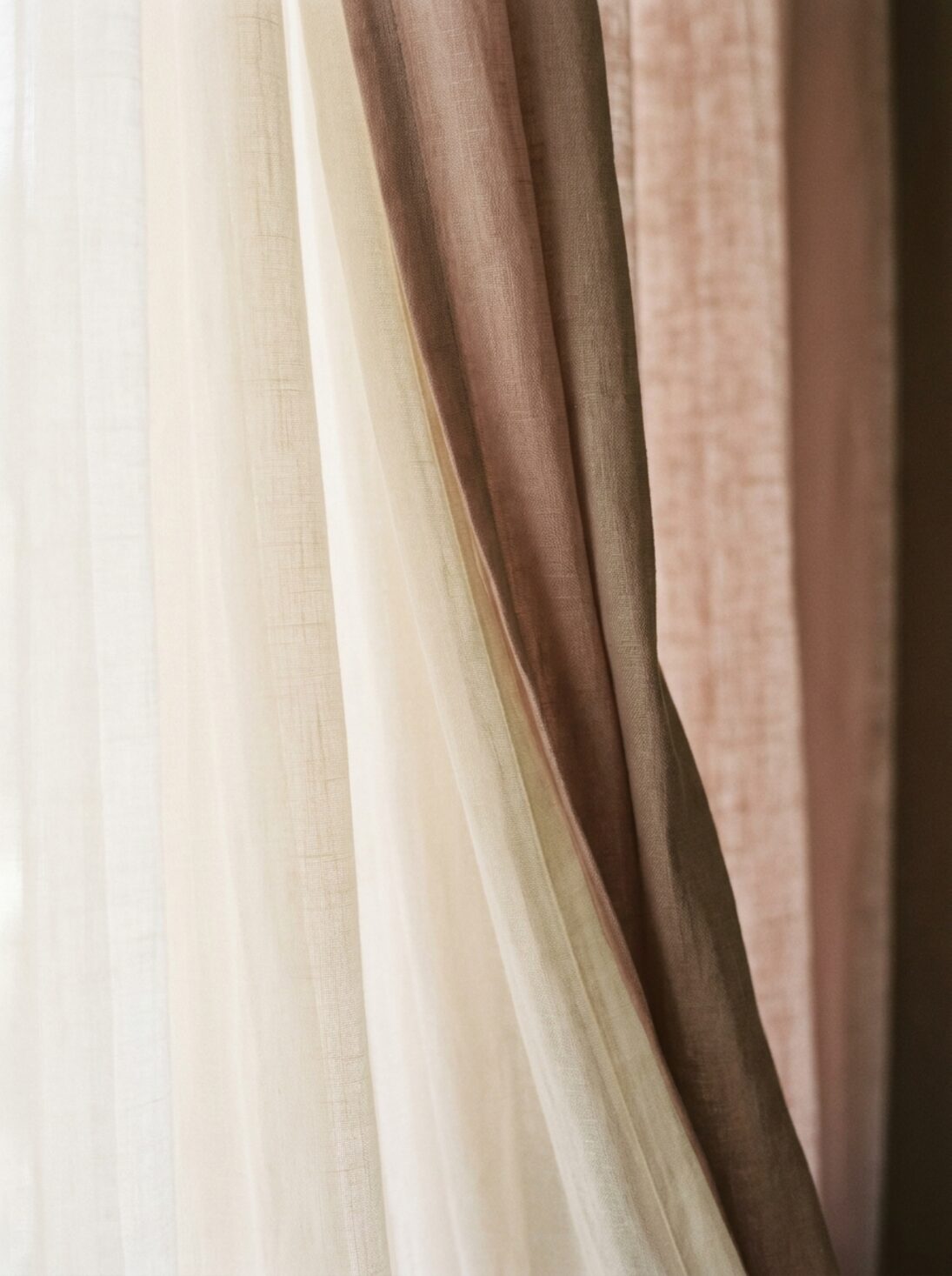 Two layers of linen overlapping in the light